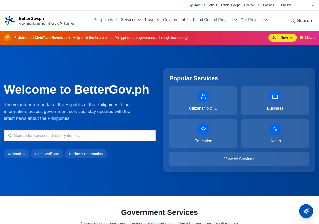 BetterGov.ph homepage before