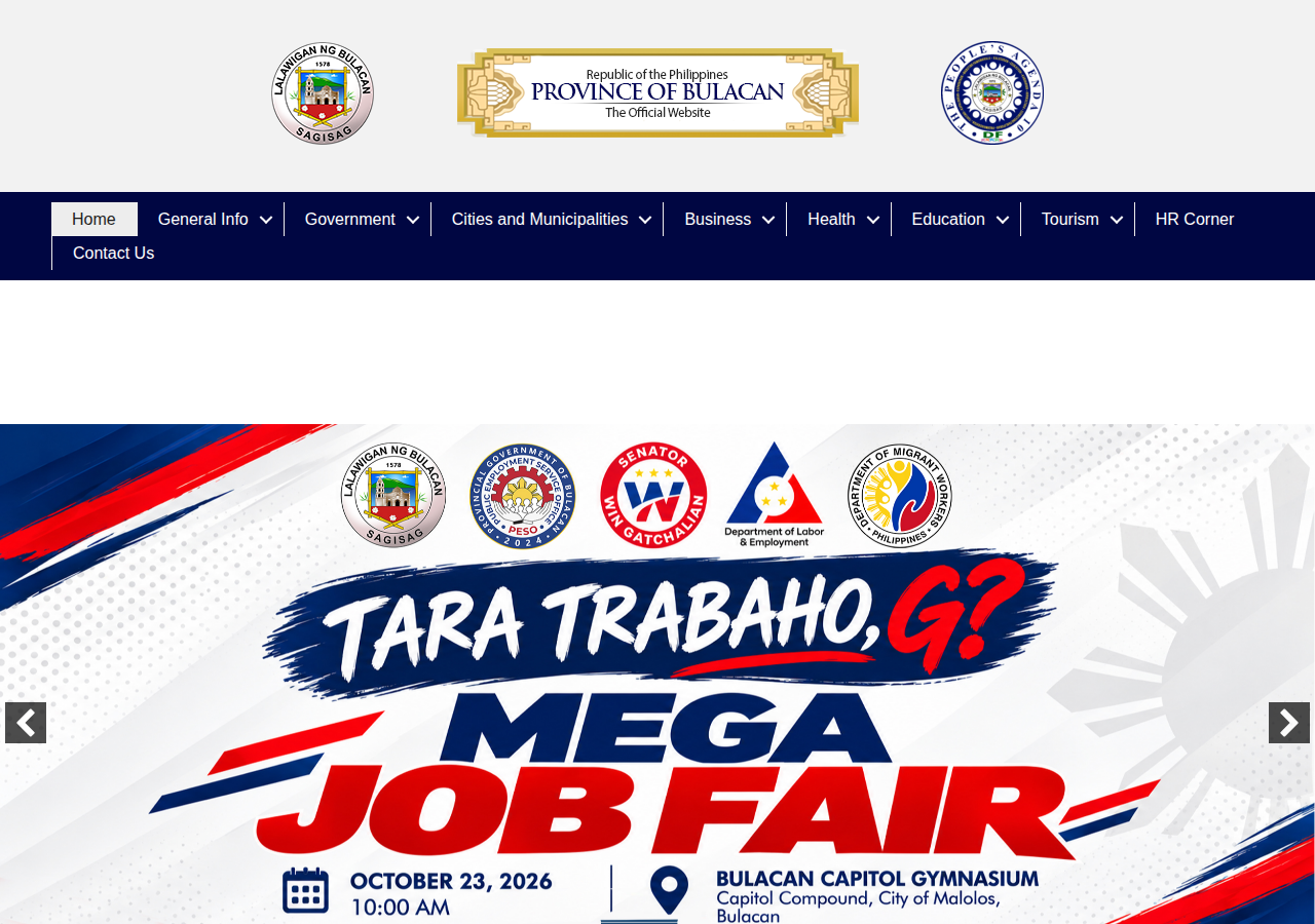 Provincial Government of Bulacan homepage before