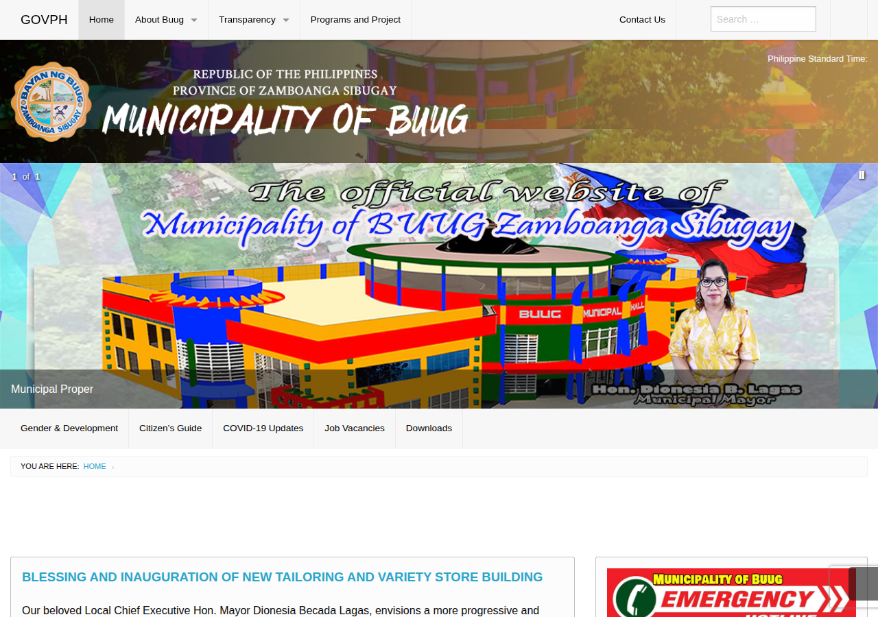 Municipality of Buug homepage before