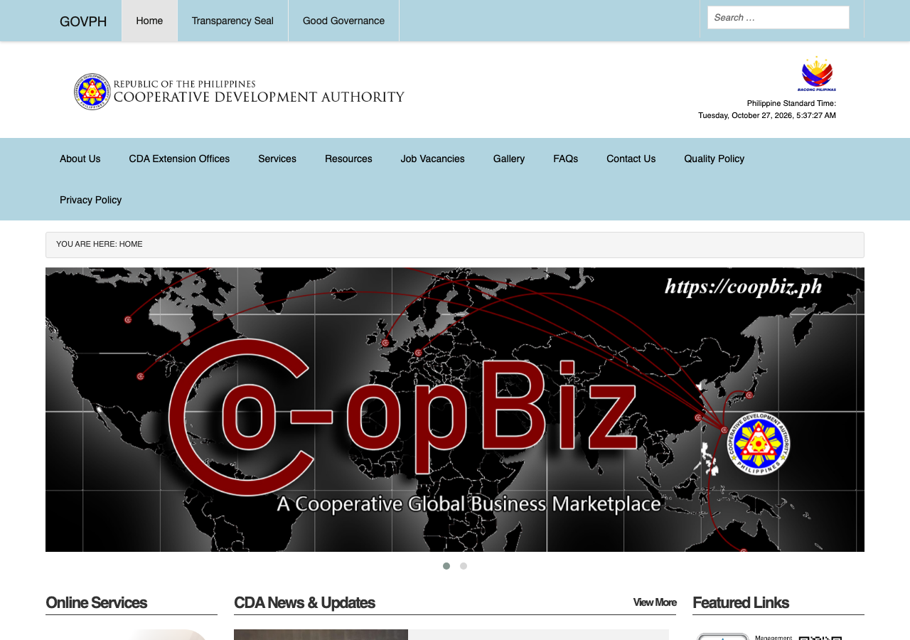 Cooperative Development Authority homepage before