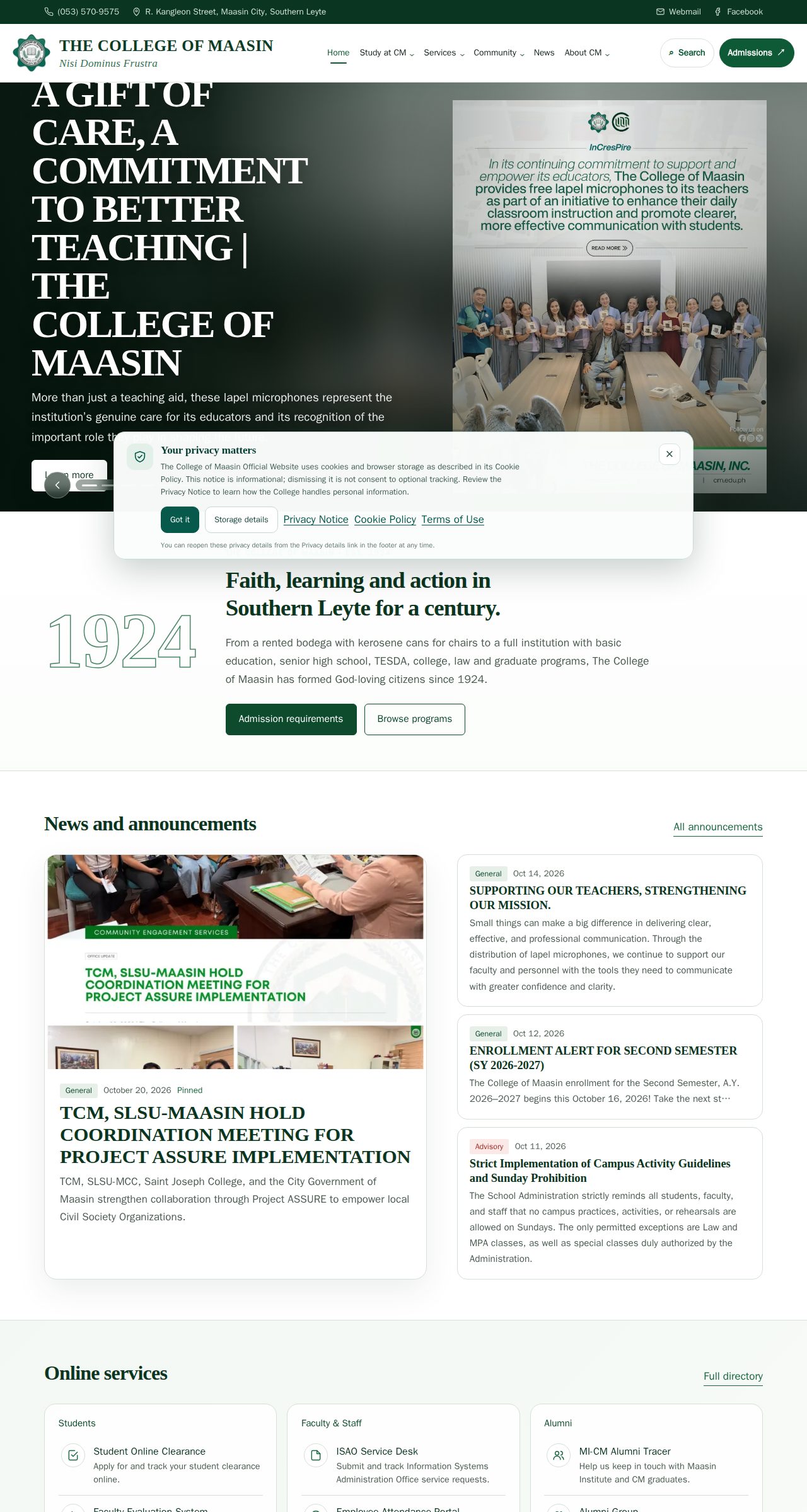 The original homepage with numbered outlines on its accessibility problems