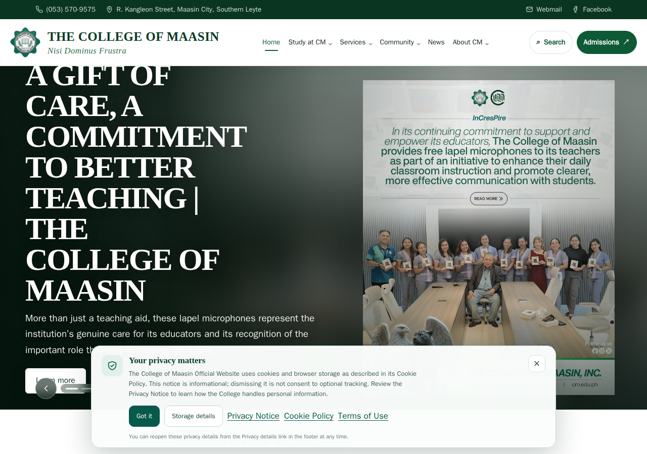 The College of Maasin homepage before