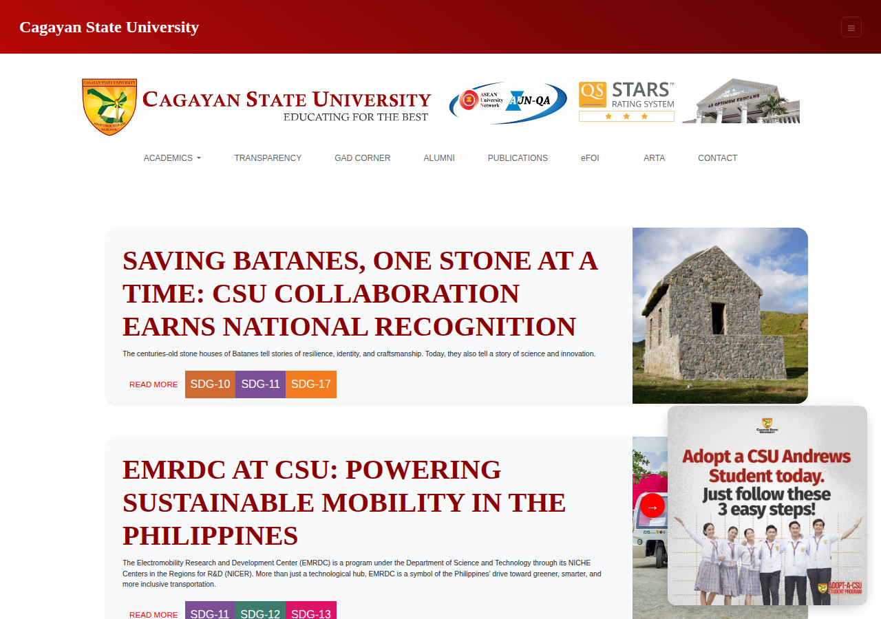 Cagayan State University homepage before