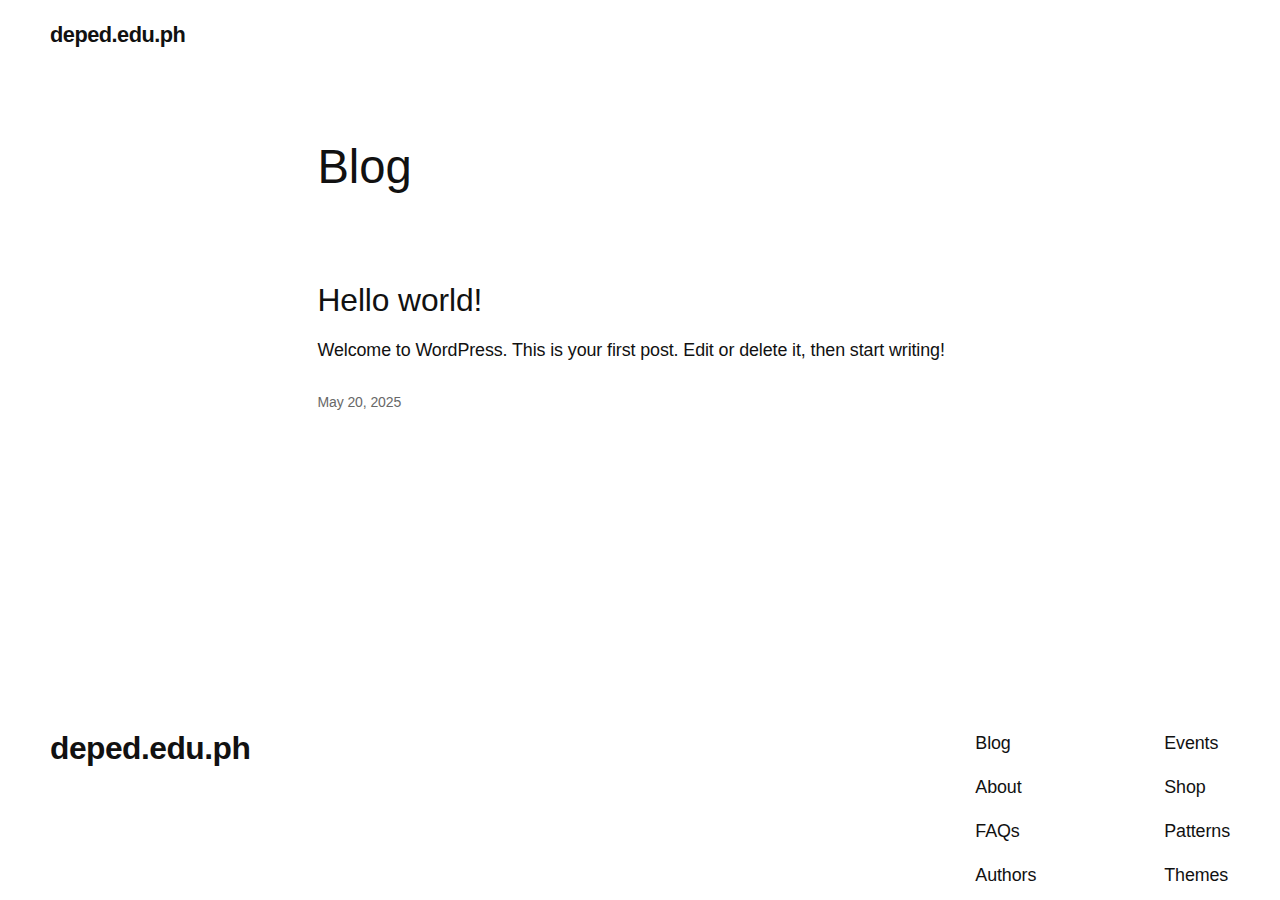 Department of Education homepage before