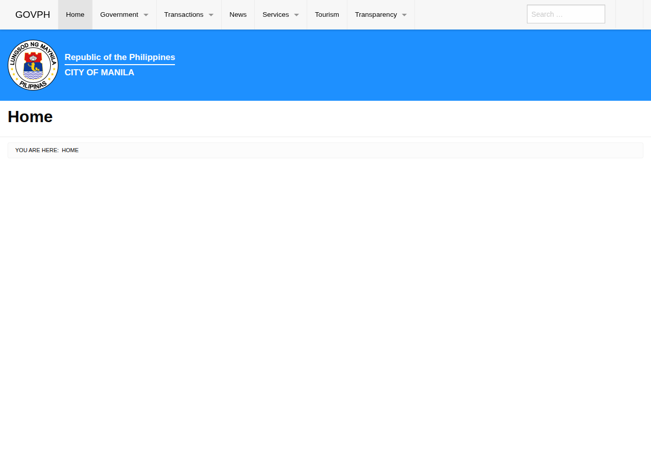 City of Manila homepage before