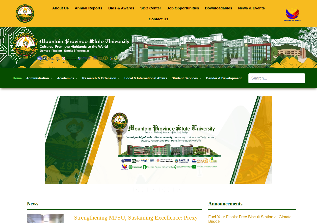 Mountain Province State University homepage before