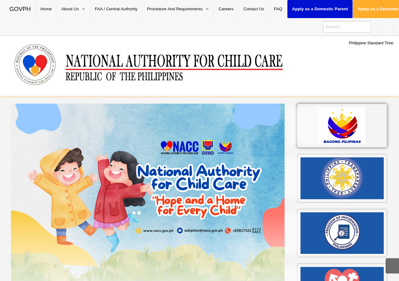 National Authority for Child Care homepage before