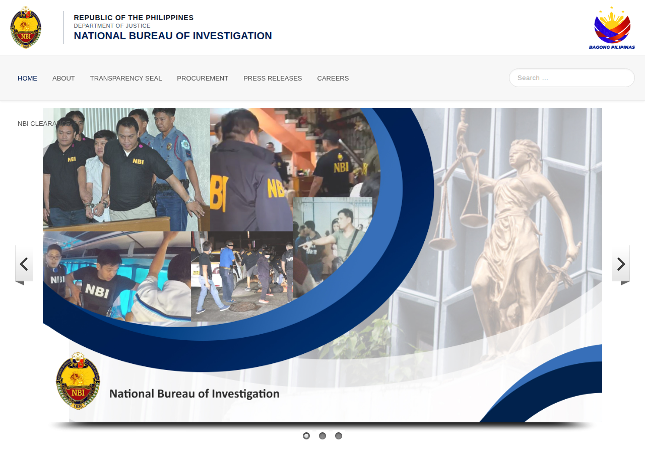 National Bureau of Investigation homepage before