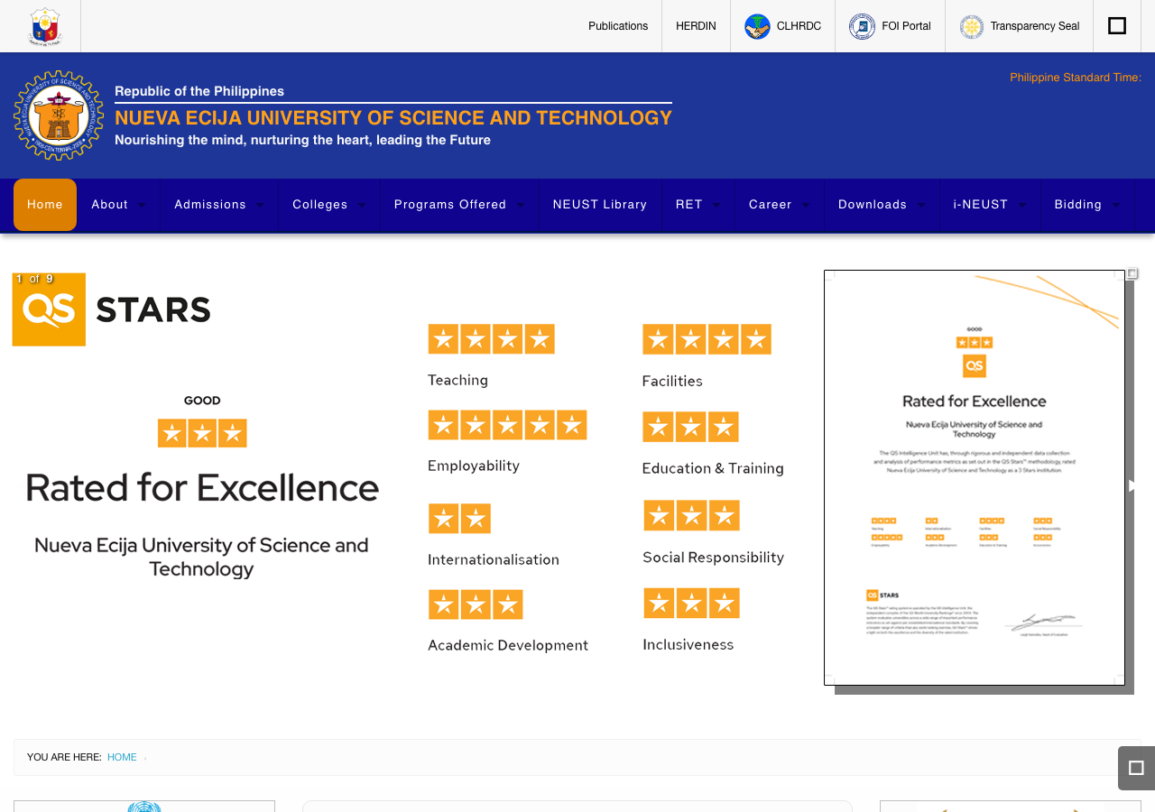 Nueva Ecija University of Science and Technology homepage before