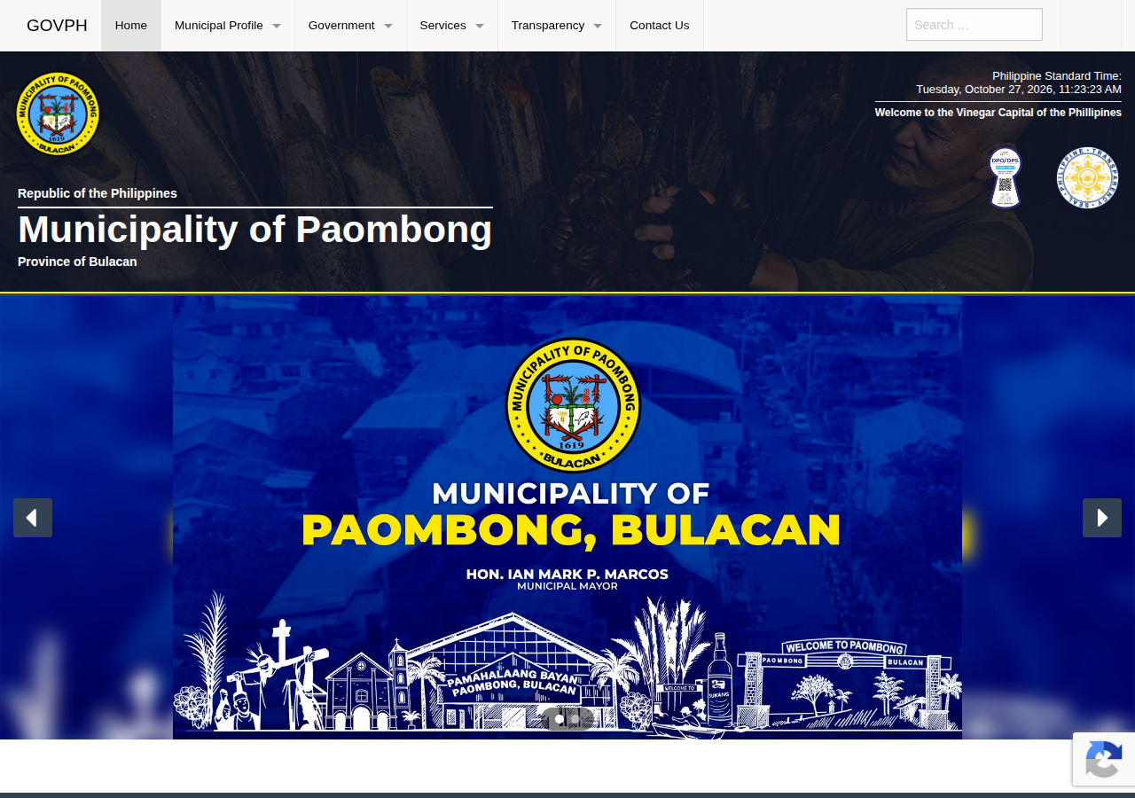 Municipality of Paombong homepage before