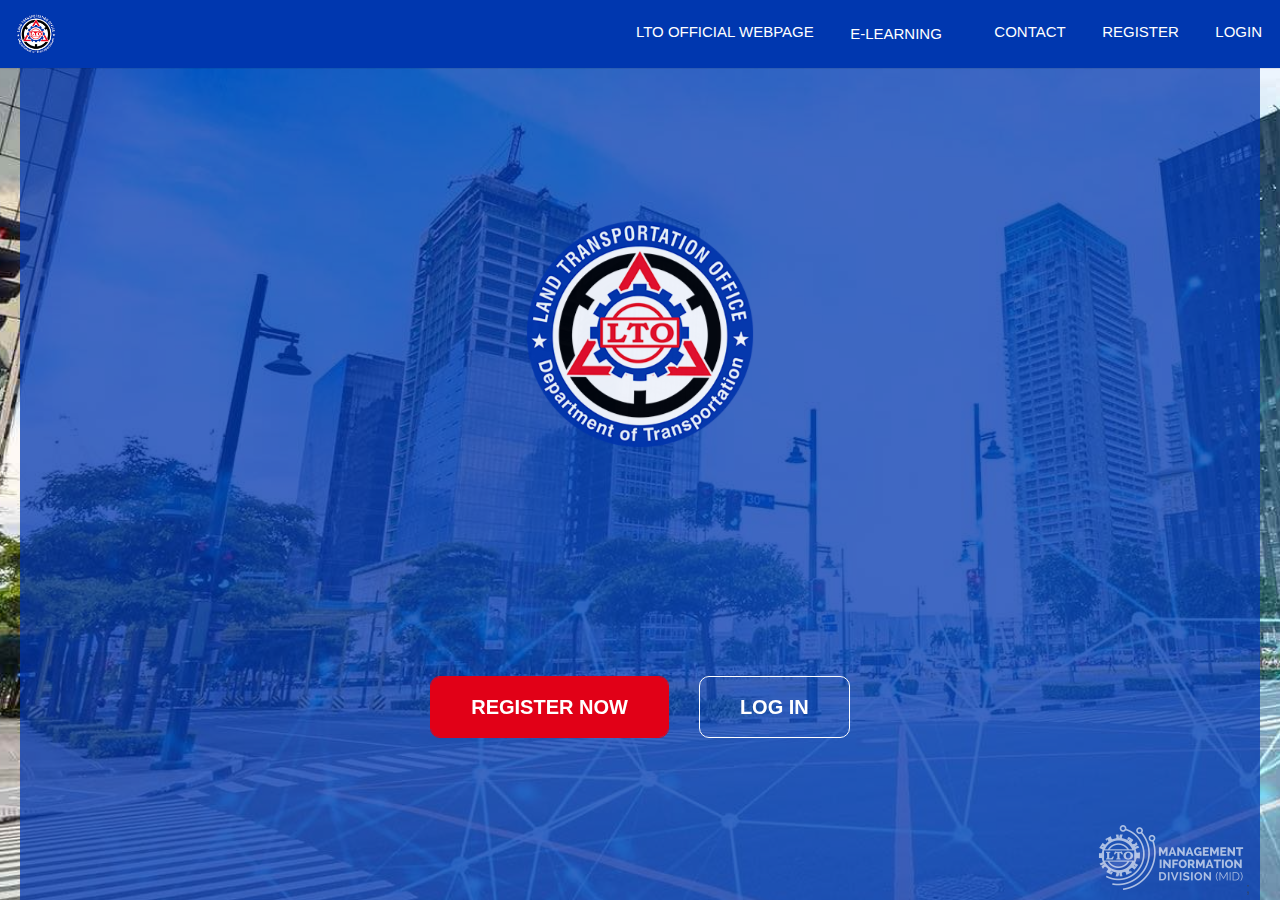 Land Transportation Office homepage before