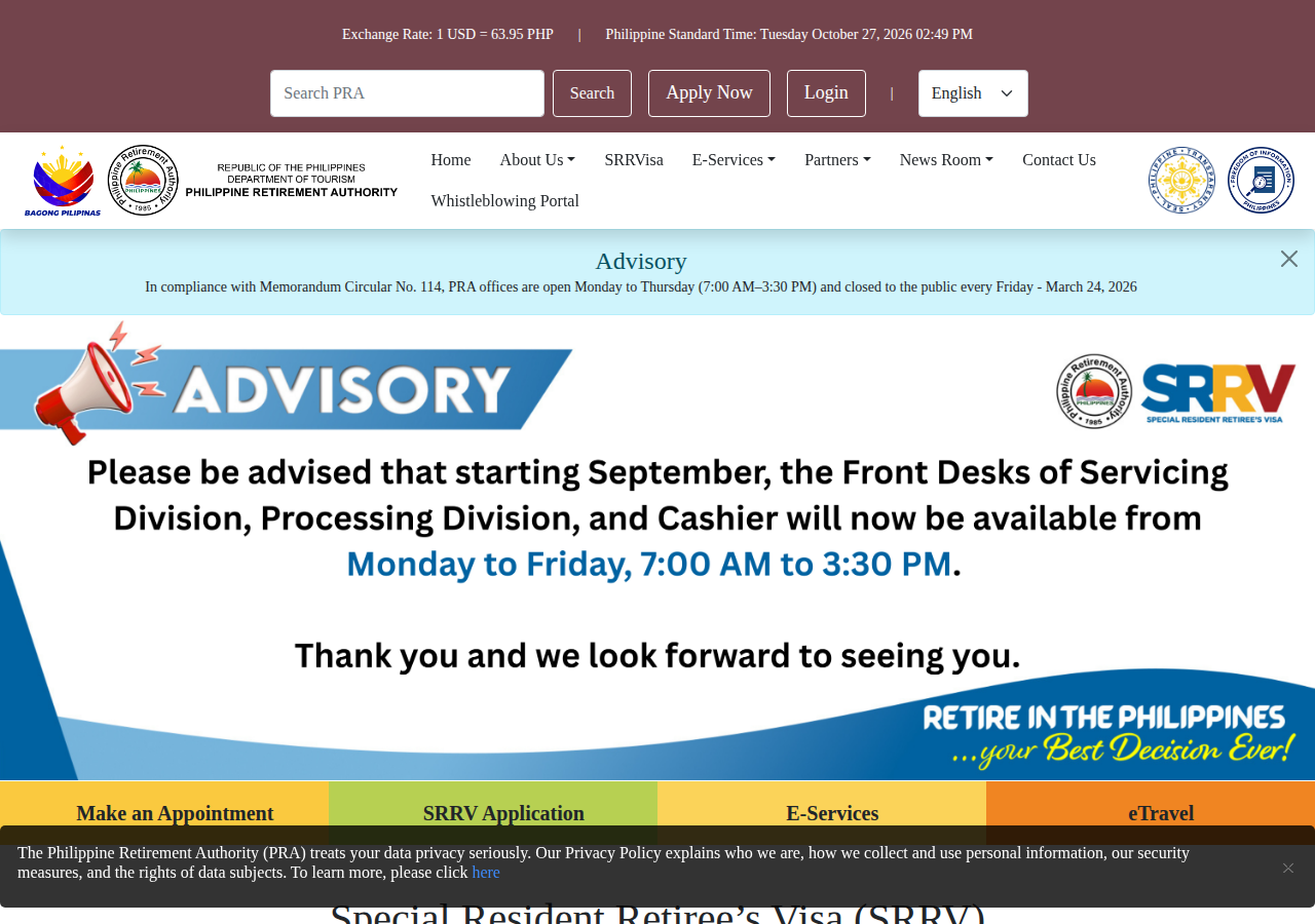 Philippine Retirement Authority homepage before