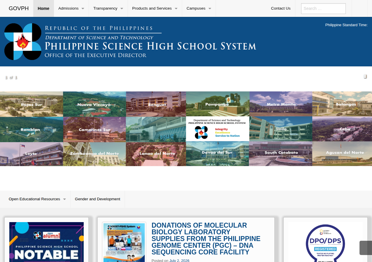Philippine Science High School System homepage before