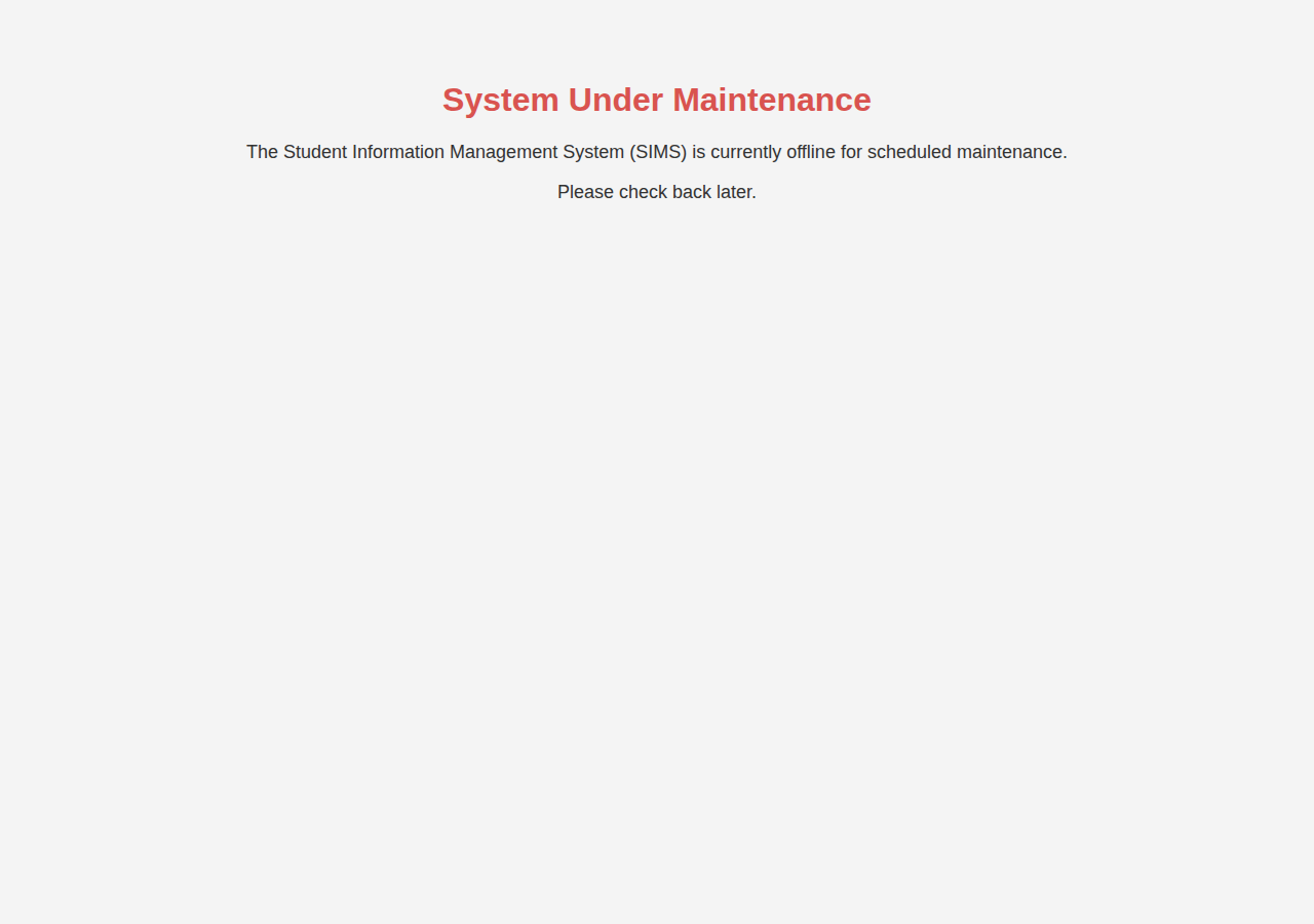 Student Information Management System homepage before