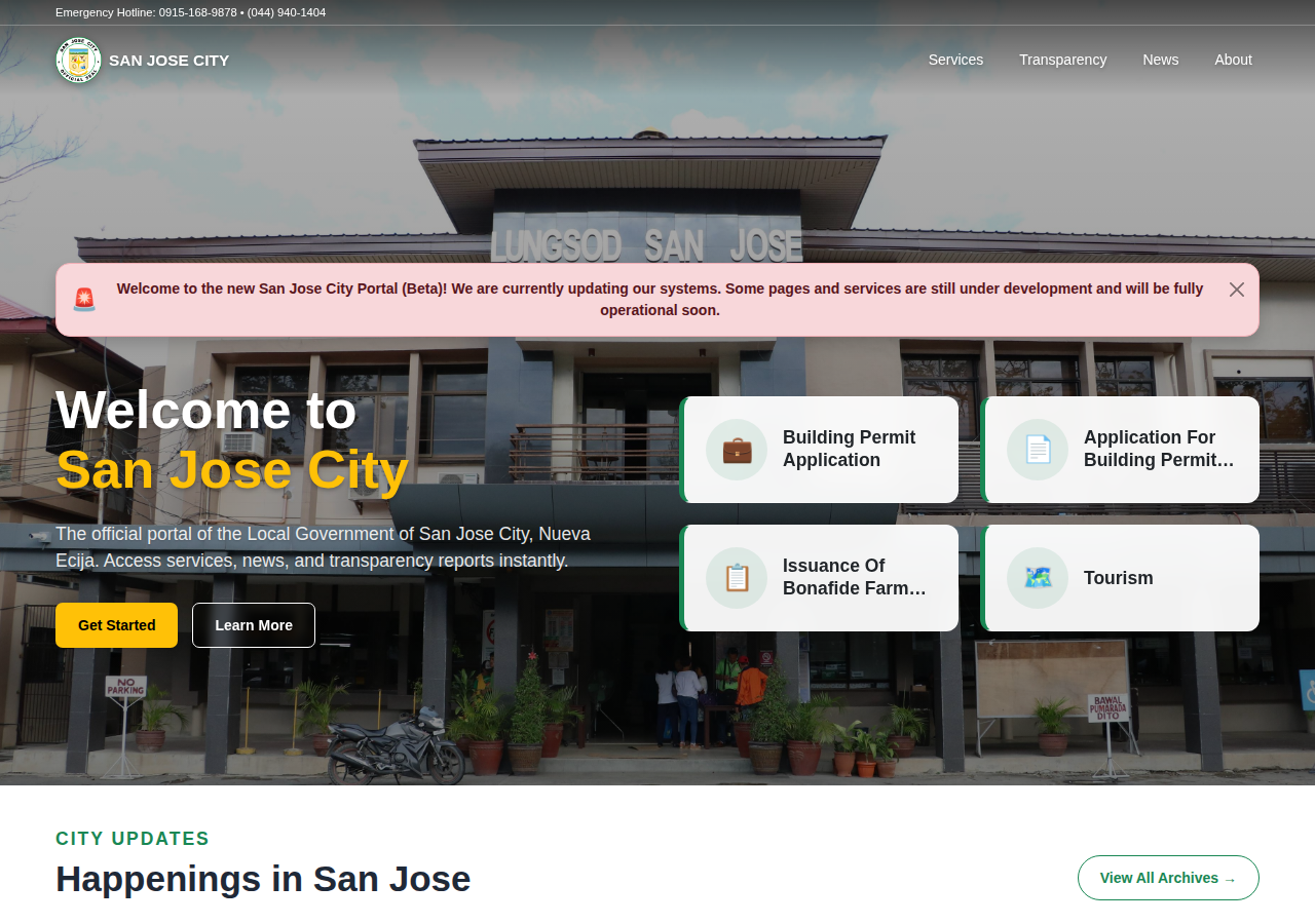 City Government of San Jose City homepage before