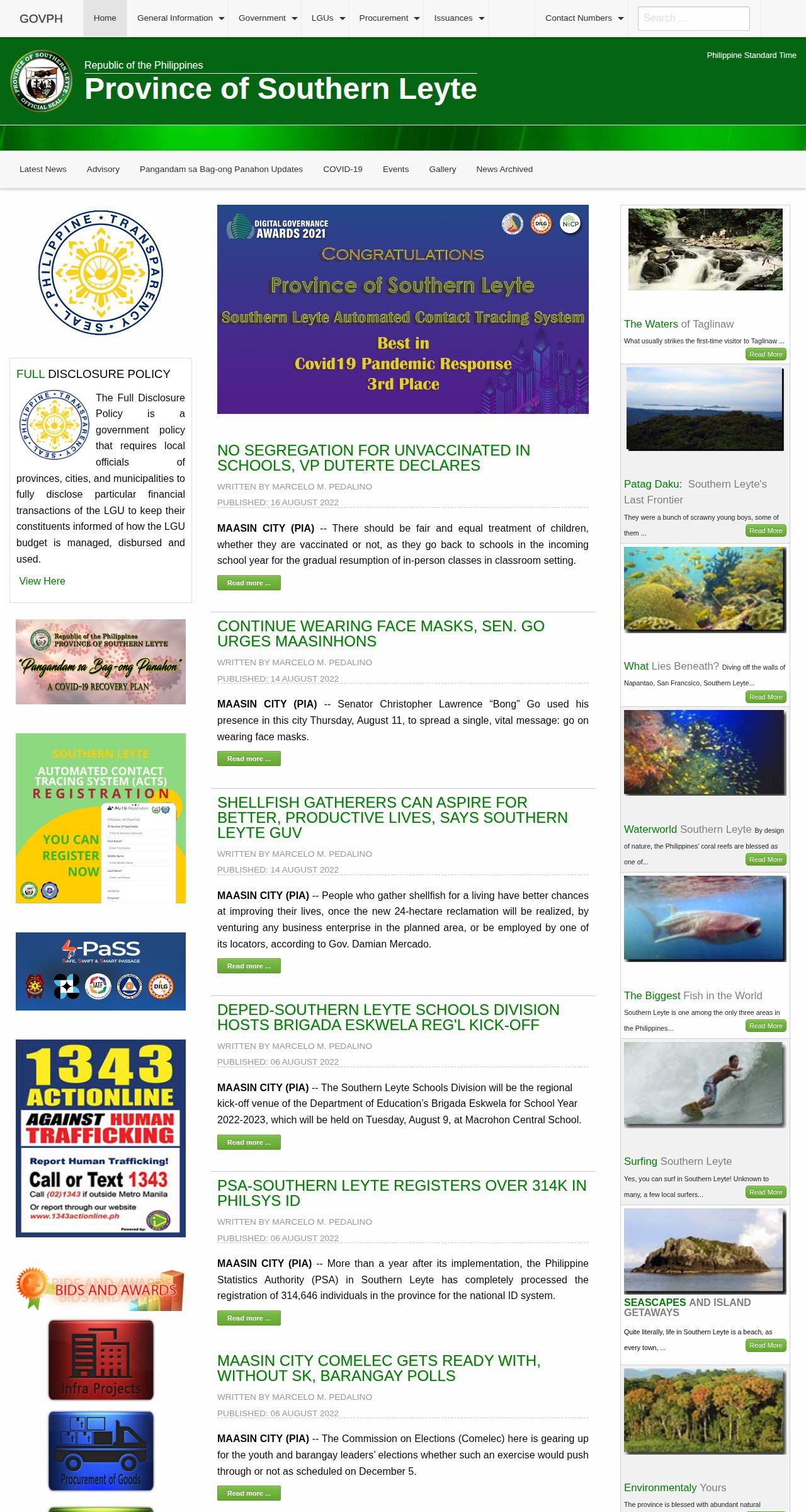 The original homepage with numbered outlines on its accessibility problems