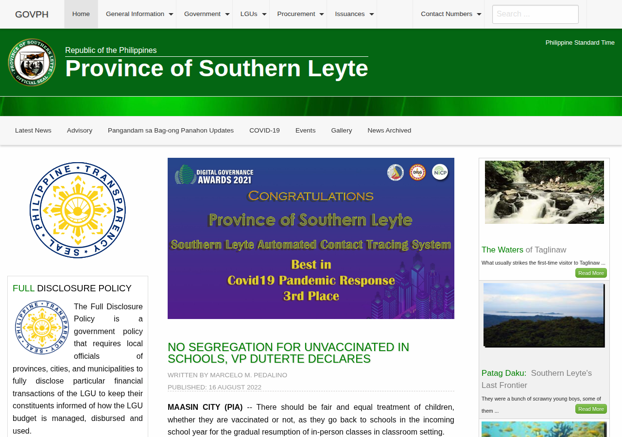 Province of Southern Leyte homepage before