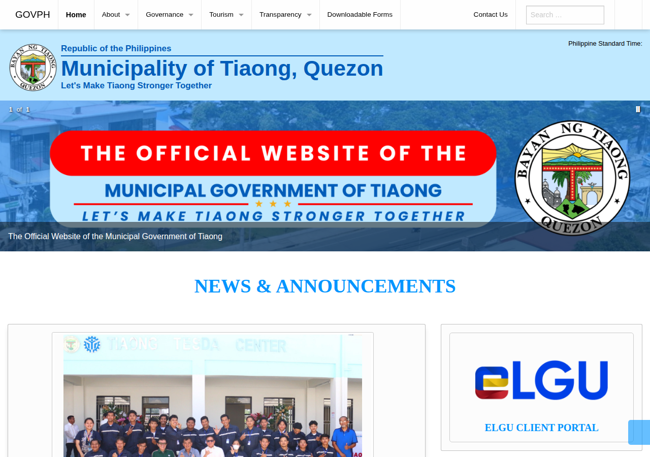 Municipality of Tiaong homepage before