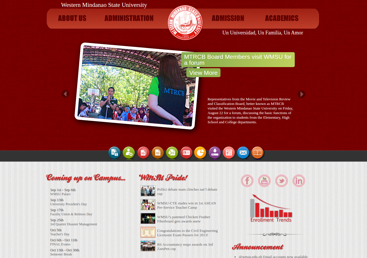 Western Mindanao State University homepage before