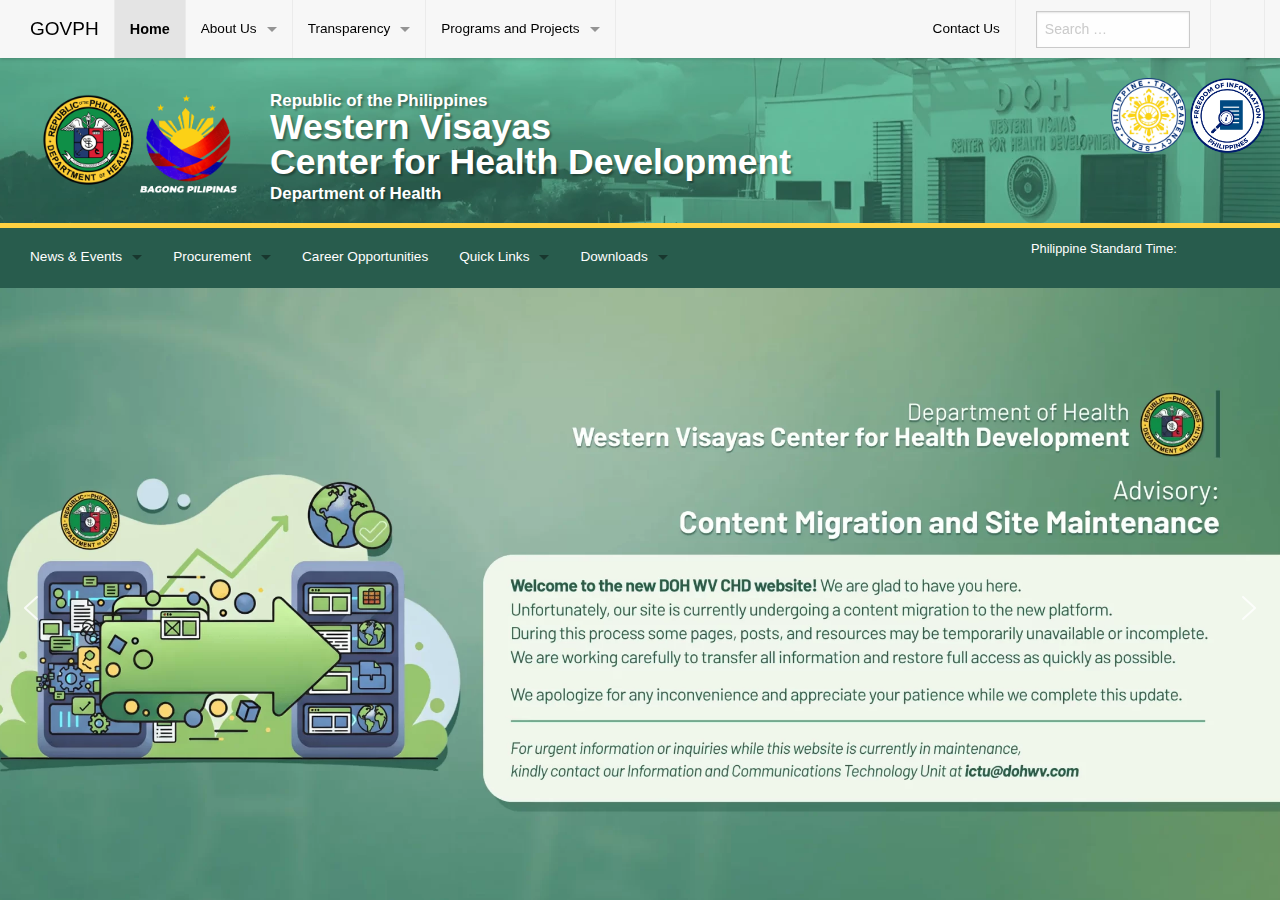 Department of Health Western Visayas Center for Health Development homepage before